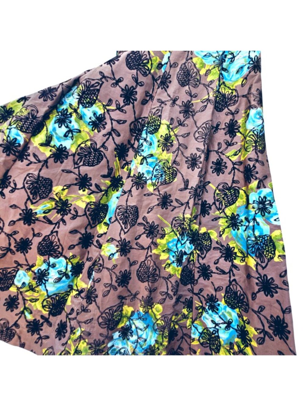 Vintage 1950s Flocked Chintz Full Circle Skirt Rockabilly Pinup Swing XS - Picture 10 of 11